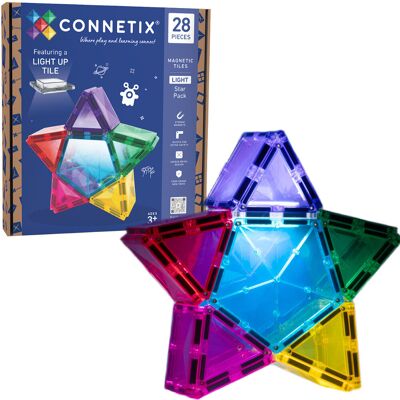 CONNETIX Light Star Pack Kreatywne klocki magnetyczne z podświetleniem 28 elementów CONNETIX Light Star Pack Kreatywne klocki magnetyczne z podświetleniem 28 elementów