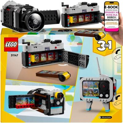 CREATOR 3w1 LEGO® 31147 Aparat Retro – Wyjątkowy PREZENT LEGO DLA DZIECKA - Zbuduj aparat, kamerę i telewizor + EBOOK-3 CREATOR 3w1 LEGO® 31147 Aparat Retro – Wyjątkowy PREZENT LEGO DLA DZIECKA - Zbuduj aparat, kamerę i telewizor + EBOOK-3