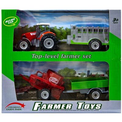 Lean Toys Czerwony Traktor Z Wymiennymi Przyczepami Lean Toys Czerwony Traktor Z Wymiennymi Przyczepami
