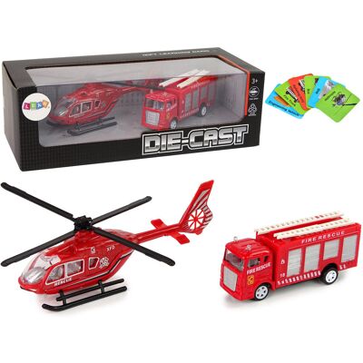 Inny producent Czerwony Zestaw Autek Straż Pożarna Naciąg Helikopter Inny producent Czerwony Zestaw Autek Straż Pożarna Naciąg Helikopter