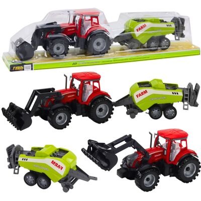 Lean Toys CZERWONY ZESTAW TRAKTOR Z ŁADOWACZEM I PRASĄ ROLNICZĄ Lean Toys CZERWONY ZESTAW TRAKTOR Z ŁADOWACZEM I PRASĄ ROLNICZĄ
