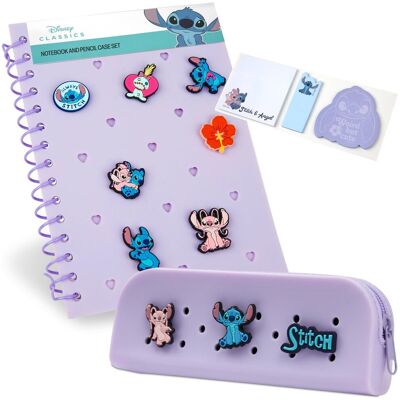 Disney Stitch spersonalizowany notatnik A5 i piórnik z zamkiem błyskawicznym, zestaw artykułów piśmienniczych z pinezkami z postaciami, przybory szk.. Disney Stitch spersonalizowany notatnik A5 i piórnik z zamkiem błyskawicznym, zestaw artykułów piśmienniczych z pinezkami z postaciami, przybory szk..