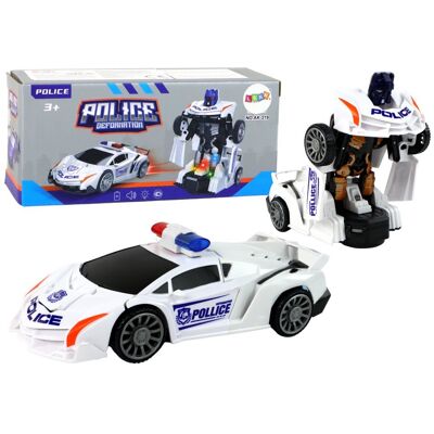 Lean Toys DLA DZIECI BIAŁY SAMOCHÓD-ROBOT Lean Toys DLA DZIECI BIAŁY SAMOCHÓD-ROBOT