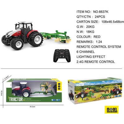 Lean Toys DLA DZIECI CZERWONY TRAKTOR Z ZGRABIARKĄ STEROWANY Lean Toys DLA DZIECI CZERWONY TRAKTOR Z ZGRABIARKĄ STEROWANY