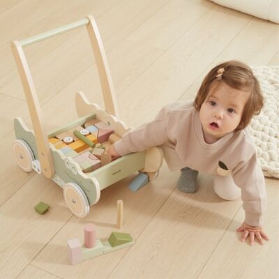 Lean Toys Dla Dzieci Drewniany Wózek Na Klocki Pchacz Lean Toys Dla Dzieci Drewniany Wózek Na Klocki Pchacz