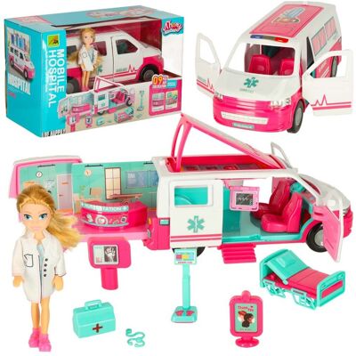 Lean Toys DLA DZIECI KARETKA POGOTOWIA MOBILNY SZPITAL AKCESORIA Lean Toys DLA DZIECI KARETKA POGOTOWIA MOBILNY SZPITAL AKCESORIA