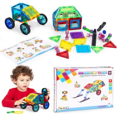 Lean Toys DLA DZIECI KOLOROWE KLOCKI MAGNETYCZNE Lean Toys DLA DZIECI KOLOROWE KLOCKI MAGNETYCZNE