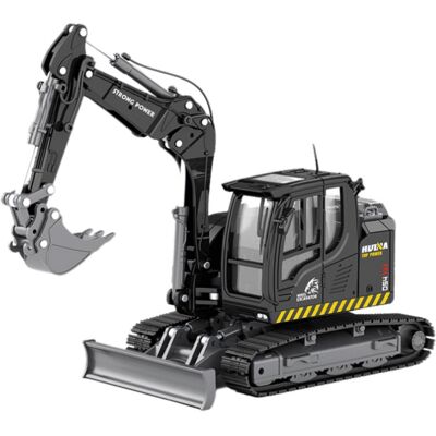 Lean Toys Dla Dzieci Koparka Ze Spychaczem Metalowa Czarna Lean Toys Dla Dzieci Koparka Ze Spychaczem Metalowa Czarna