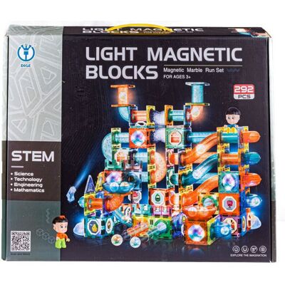 Lean Toys Dla Dzieci Świecące Klocki Magnetyczne, Tor Kulkowy Lean Toys Dla Dzieci Świecące Klocki Magnetyczne, Tor Kulkowy
