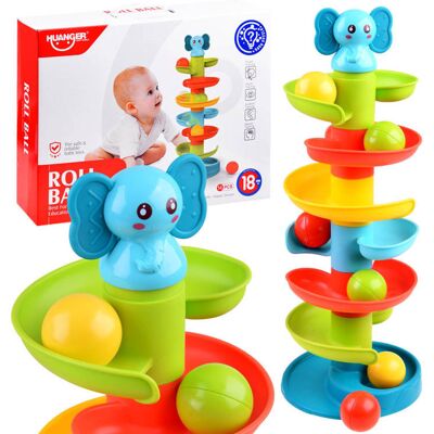 Lean Toys DLA DZIECI TOR ZJEŻDŻALNIA PIRAMIDKA SŁONIK Z KULKAMI Lean Toys DLA DZIECI TOR ZJEŻDŻALNIA PIRAMIDKA SŁONIK Z KULKAMI