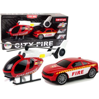 Lean Toys DLA DZIECI ZESTAW POJAZDÓW HELIKOPTER DŹWIĘK AKCESORIA Lean Toys DLA DZIECI ZESTAW POJAZDÓW HELIKOPTER DŹWIĘK AKCESORIA