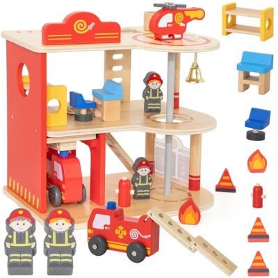 Lean Toys DLA NAJMŁODSZYCH DREWNIANY GARAŻ STRAŻY POŻARNEJ Lean Toys DLA NAJMŁODSZYCH DREWNIANY GARAŻ STRAŻY POŻARNEJ