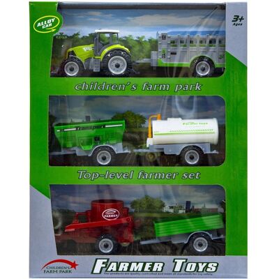 Lean Toys Dla Najmłodszych Traktor Z Pięcioma Przyczepami Zielony Lean Toys Dla Najmłodszych Traktor Z Pięcioma Przyczepami Zielony