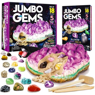 Dr. Daz - Jumbo Gem Dig Kit - 18 prawdziwych kamieni - Science Kit Dr. Daz - Jumbo Gem Dig Kit - 18 prawdziwych kamieni - Science Kit