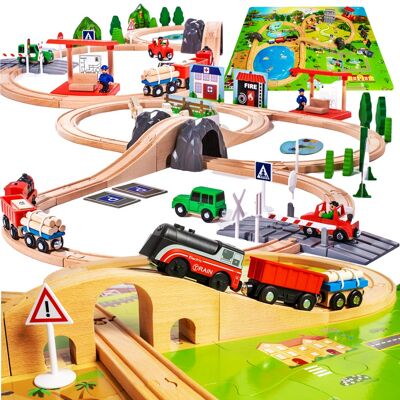 Doris Drewniana kolejka elektryczna pociąg, tory, tunel, mata puzzle, droga i samochody - Maciuś podróżuje koleją. Doris Drewniana kolejka elektryczna pociąg, tory, tunel, mata puzzle, droga i samochody - Maciuś podróżuje koleją.