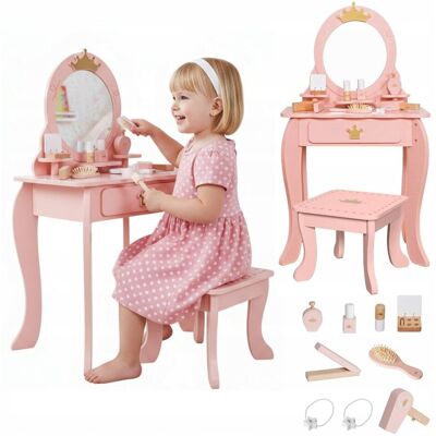 Active Hobby Drewniana Toaletka Zabawka dla Dzieci z Taboretem Akcesoriami 87x48x25cm Active Hobby Drewniana Toaletka Zabawka dla Dzieci z Taboretem Akcesoriami 87x48x25cm
