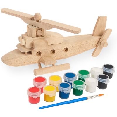 Drewniana zabawka John Paddle - Helikopter - 25cm z zestawem farbek Drewniana zabawka John Paddle - Helikopter - 25cm z zestawem farbek