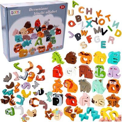 Doris Drewniane Klocki Edukacyjne Alfabet Zwierzątka Drewniana Układanka Montessori - Nauka Liter Alfabetu - Dopasuj Połącz Puzzle Doris Drewniane Klocki Edukacyjne Alfabet Zwierzątka Drewniana Układanka Montessori - Nauka Liter Alfabetu - Dopasuj Połącz Puzzle