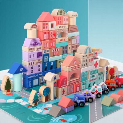 Inny producent Drewniane Klocki Konstrukcyjne Edukacyjne Miasto 115 El Prezent Dzieci Diy Inny producent Drewniane Klocki Konstrukcyjne Edukacyjne Miasto 115 El Prezent Dzieci Diy