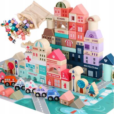 Kinderplay Drewniane Klocki Zestaw Droga Miasto 115 Elementów Mata Pojazdy Akcesoria Kinderplay Drewniane Klocki Zestaw Droga Miasto 115 Elementów Mata Pojazdy Akcesoria