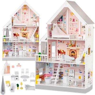 Aseto Drewniany Domek dla Lalek XXL 126cm Willa + Mebelki Zabawka dla Dzieci Aseto Drewniany Domek dla Lalek XXL 126cm Willa + Mebelki Zabawka dla Dzieci