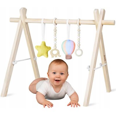 DREWNIANY stojak edukacyjny Baby Gym rozwój i zabawa niemowląt Lionelo Anis DREWNIANY stojak edukacyjny Baby Gym rozwój i zabawa niemowląt Lionelo Anis