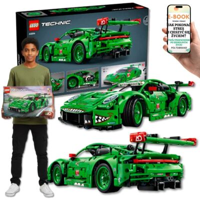 DUŻE KLOCKI LEGO TECHNIC SAMOCHÓD PORSCHE 911 GT3 R REXY AO Racing (42224) Lego Dla Niego Chłopaka Syna Wnuka + EBOOK-1 DUŻE KLOCKI LEGO TECHNIC SAMOCHÓD PORSCHE 911 GT3 R REXY AO Racing (42224) Lego Dla Niego Chłopaka Syna Wnuka + EBOOK-1