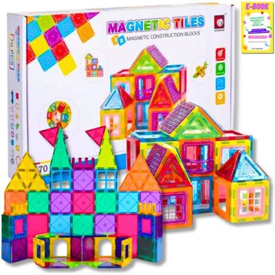 Pltb DUŻE KLOCKI MAGNETYCZNE, kafelki, płytki,zestaw XXL 70 el Rainbow Magnetic tiles + EBOOK Pltb DUŻE KLOCKI MAGNETYCZNE, kafelki, płytki,zestaw XXL 70 el Rainbow Magnetic tiles + EBOOK