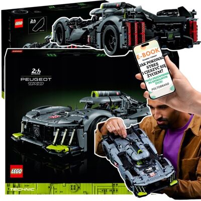 DUŻE! LEGO Technic PEUGEOT 9X8 AUTO Hipersamochód z silnikiem V6 HYBRID i świecącymi elementami Lego Autko Dla Dzieci i Dorosłych + EBOOK-1 DUŻE! LEGO Technic PEUGEOT 9X8 AUTO Hipersamochód z silnikiem V6 HYBRID i świecącymi elementami Lego Autko Dla Dzieci i Dorosłych + EBOOK-1