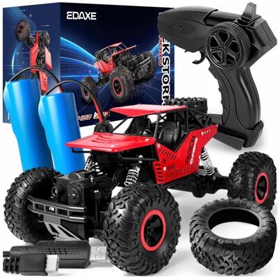 EDAXE Duży Samochód Zdalnie Sterowany Auto Rc Metal Terenowy 4X4 + 2 Akumulatory EDAXE Duży Samochód Zdalnie Sterowany Auto Rc Metal Terenowy 4X4 + 2 Akumulatory