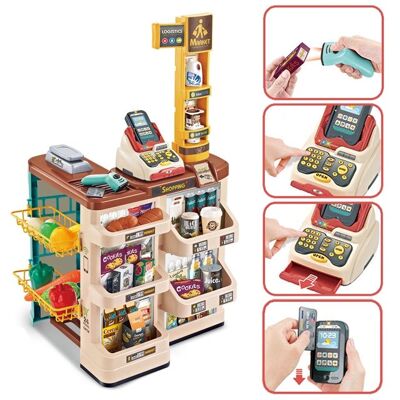 Lean Toys Duży Supermarket Z Wózkiem Waga Kasa Skaner Akcesoria Lean Toys Duży Supermarket Z Wózkiem Waga Kasa Skaner Akcesoria