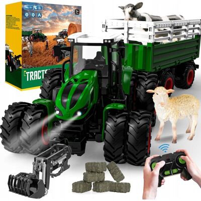 Bezmarkowe Duży Traktor Ciągnik Zdalnie Sterowany RC z Przyczepą Światła LED + PILOT Bezmarkowe Duży Traktor Ciągnik Zdalnie Sterowany RC z Przyczepą Światła LED + PILOT