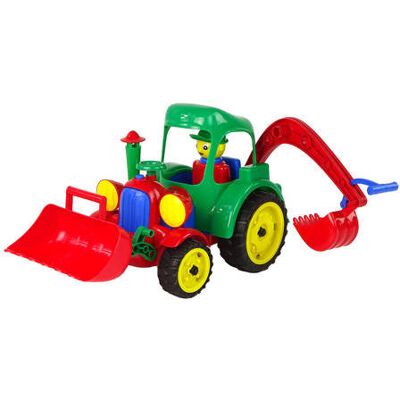 HEMAR Duży Traktor Koparka Z Figurką Gumowe Koła Ruchome Łyżki HEMAR Duży Traktor Koparka Z Figurką Gumowe Koła Ruchome Łyżki