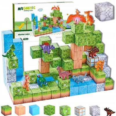 100 Duży Zestaw Klocki Magnetyczne 3D Kostki Bloczki Dinozaury Pixele 114 el. 100 Duży Zestaw Klocki Magnetyczne 3D Kostki Bloczki Dinozaury Pixele 114 el.