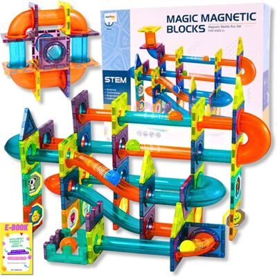 Pltb Duży Zestaw Klocki Magnetyczne Konstrukcyjne Edukacyjne Kafelki Xxl Tor Kulkowy Kulodrom 96El. + Ebook Pltb Duży Zestaw Klocki Magnetyczne Konstrukcyjne Edukacyjne Kafelki Xxl Tor Kulkowy Kulodrom 96El. + Ebook