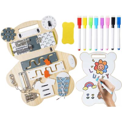 HH Poland Dwustronna Tablica Manipulacyjna Montessori Sensoryczna Miś Dla Dzieci HH Poland Dwustronna Tablica Manipulacyjna Montessori Sensoryczna Miś Dla Dzieci