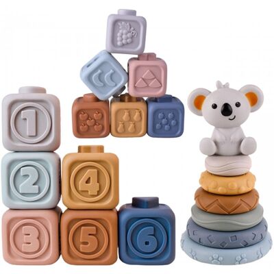 Lean Toys EDUKACYJNY 3W1 ZESTAW PIRAMIDKA KLOCKI GRYZAK Lean Toys EDUKACYJNY 3W1 ZESTAW PIRAMIDKA KLOCKI GRYZAK