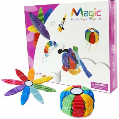 Midex Elastyczne Klocki Magnetyczne 3d Zestaw 34el. Midex Elastyczne Klocki Magnetyczne 3d Zestaw 34el.
