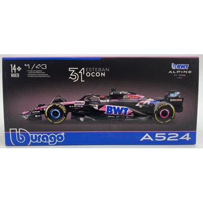 F1 bolid Alpine A524 BWT Bburago #31 Esteban Ocon BBurago 1:43 KASK F1 bolid Alpine A524 BWT Bburago #31 Esteban Ocon BBurago 1:43 KASK