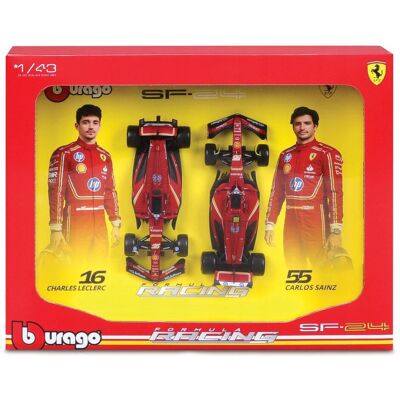 Ferrari SF-24 Leclerc Sainz ZESTAW BOLIDÓW F1 1:43 BBURAGO 18-36856 Ferrari SF-24 Leclerc Sainz ZESTAW BOLIDÓW F1 1:43 BBURAGO 18-36856