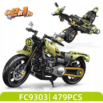 Forange Khaki Motocykl Czopper Klocki Konstrukcyjne 479El. Forange Khaki Motocykl Czopper Klocki Konstrukcyjne 479El.