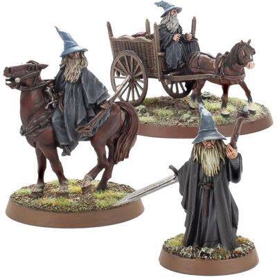 Games Workshop Gandalf The Grey Foot, Mounted And On Cart, Middle-Earth, 3 Figurki, Metal I Żywica Games Workshop Gandalf The Grey Foot, Mounted And On Cart, Middle-Earth, 3 Figurki, Metal I Żywica