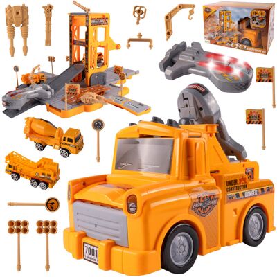 MalPlay Garaż Dźwig Transformujący w Auto Zestaw Tor Wyścigowy Koparka Robot MalPlay Garaż Dźwig Transformujący w Auto Zestaw Tor Wyścigowy Koparka Robot