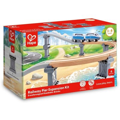Hape Zestaw rozszerzający Podniesiony, Drewniany Pociąg Akcesoria, 6 Filarów, Gra Edukacyjna dla Dzieci Hape Zestaw rozszerzający Podniesiony, Drewniany Pociąg Akcesoria, 6 Filarów, Gra Edukacyjna dla Dzieci