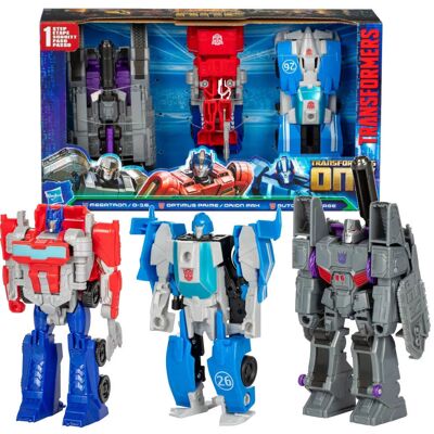 Hasbro Transformers One Iacon Race 3-Pack Megatron, Optimus Prime, Mirage F9773 Hasbro Transformers One Iacon Race 3-Pack Megatron, Optimus Prime, Mirage F9773