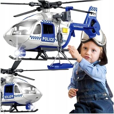 Qulki Helikopter Policyjny Ratunkowy Policja SOS Światło LED Dźwięki Wyciągarka Qulki Helikopter Policyjny Ratunkowy Policja SOS Światło LED Dźwięki Wyciągarka
