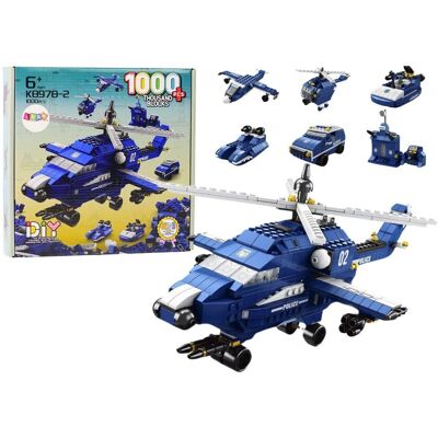 Lean Toys Helikopter Śmigłowiec Policyjny Klocki Konstrukcyjne 6w1 Niebieski 1000ele. Lean Toys Helikopter Śmigłowiec Policyjny Klocki Konstrukcyjne 6w1 Niebieski 1000ele.