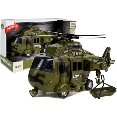 Import LEANToys Helikopter Wojskowy Ratunkowy 1:16 Hak Dźwięk Światła Import LEANToys Helikopter Wojskowy Ratunkowy 1:16 Hak Dźwięk Światła