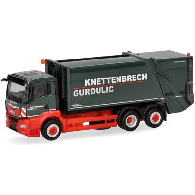 Herpa Model Ciężarówki Man Tgs Nn Śmieciarka Faun Variopress 'Knettenbrech Gurdulic', Miniatura W Skali 1:87, Kolekcjonerski, Made In Germany, Plastik Herpa Model Ciężarówki Man Tgs Nn Śmieciarka Faun Variopress 'Knettenbrech Gurdulic', Miniatura W Skali 1:87, Kolekcjonerski, Made In Germany, Plastik
