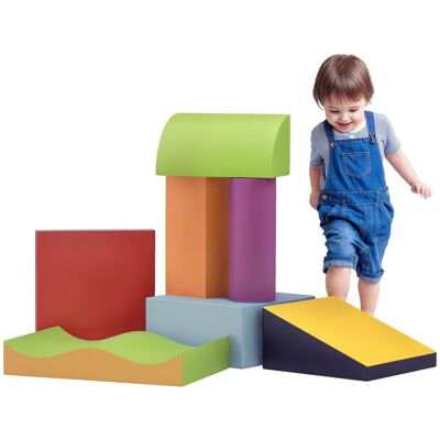 HOMCOM 7-częściowe piankowe klocki konstrukcyjne dla dzieci, miękkie klocki do zabawy i wspinaczki, miękkie gigantyczne klocki konstrukcyjne, zabawk.. HOMCOM 7-częściowe piankowe klocki konstrukcyjne dla dzieci, miękkie klocki do zabawy i wspinaczki, miękkie gigantyczne klocki konstrukcyjne, zabawk..